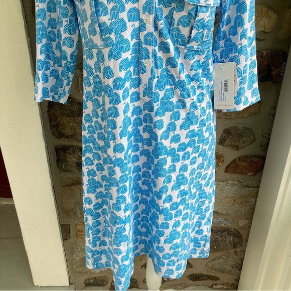 NWT Tuckernuck Persifor Winpenny Dress Cabana in Water Print 3/4 Sleeve Medium - Picture 4 of 14